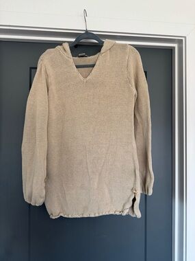 Spiegel Beige Knit Hooded Pullover